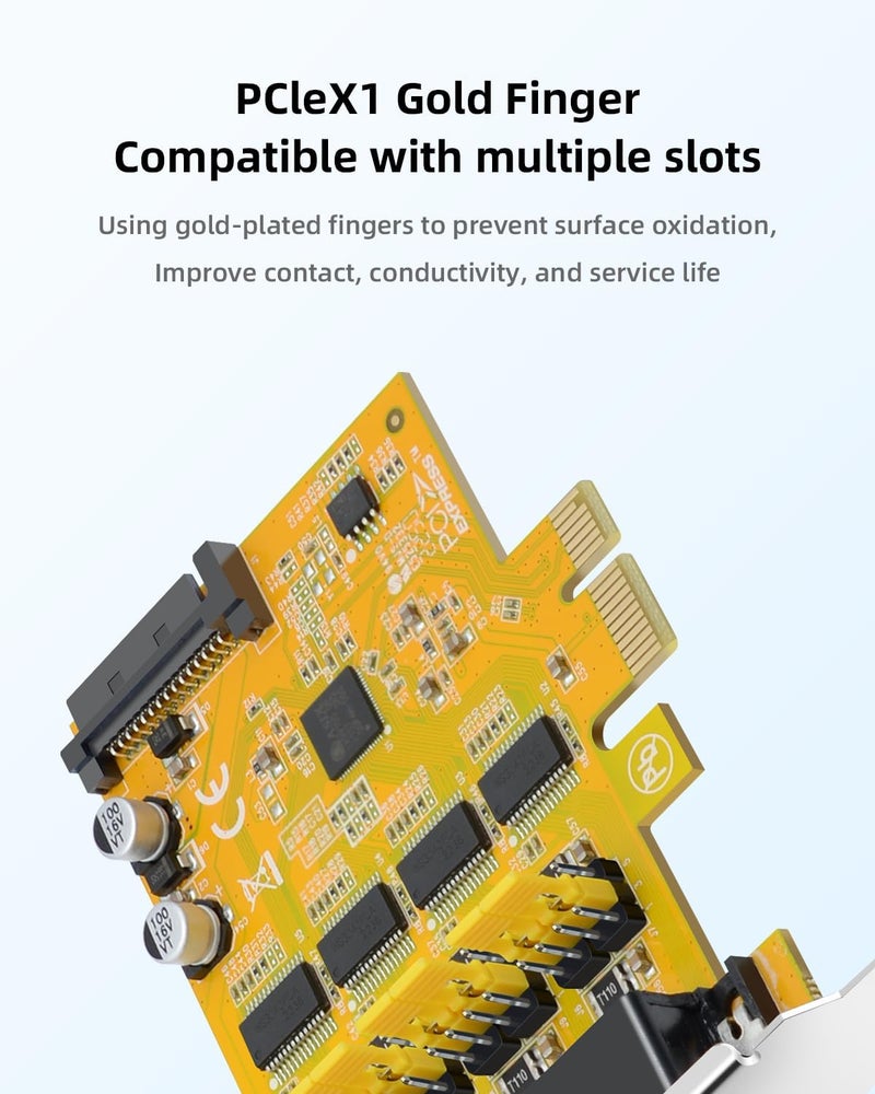 Buacoz 4-Port PCIe to RS232 Serial Port Expansion Card with 5V/12V Power Supply - 9-Pin COM Port Adapter 1-to-4 Multi-Port RS232 Card for Industrial Control, Automation, and Legacy Devices - Image 4